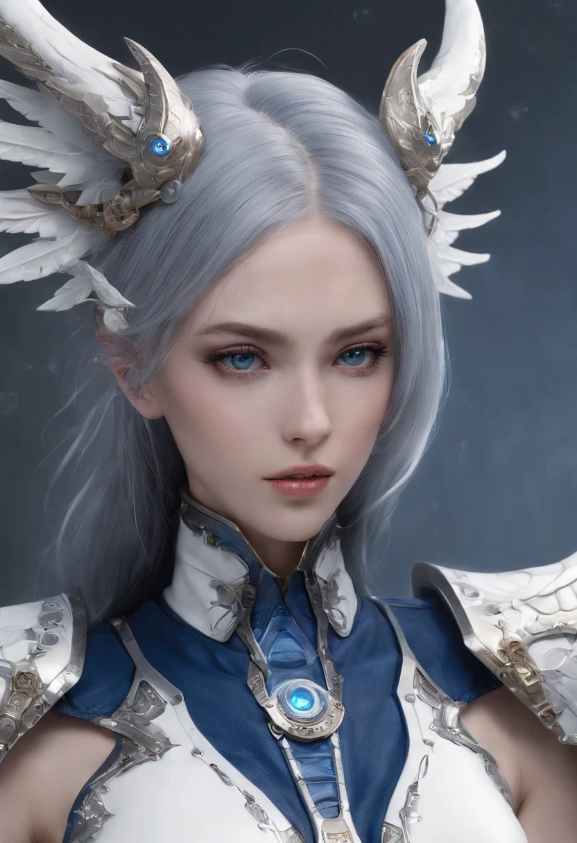 Luna Freya Knox Frey，Highest image quality，Outstanding details，超高分辨率，（Fidelity：1.4）, Favor the details，closeup cleavage，Ride a dragon，High-tech dragon knight mech，He has a delicate and beautiful face，（（Blue-white flying semi-mechanical fuselage：1.8）），Raised sexy，frontage，Cidade futuristica，nevando，themoon，mechanically aesthetic，Virtual Engine 5，Perfect detail rendering，rendering by octane，hyper HD