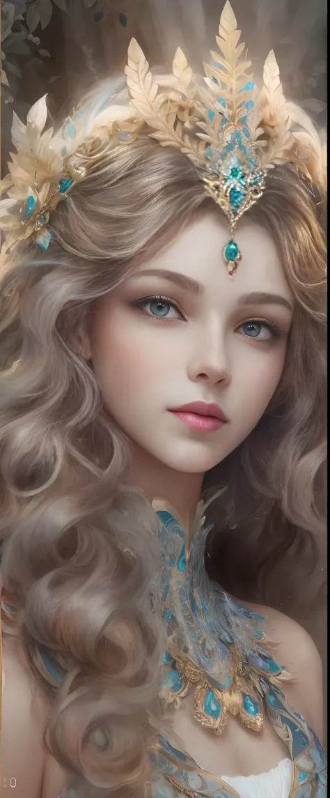 (Best quality, 4K, 8K, A high resolution, Masterpiece:1.2), Ultra-detailed, Realistic portrait of the upper body of an 18 year old aristocratic girl, Exquisite facial features，Clear and shiny eyes，Long curly hair details expressed, The posture is leisurely...