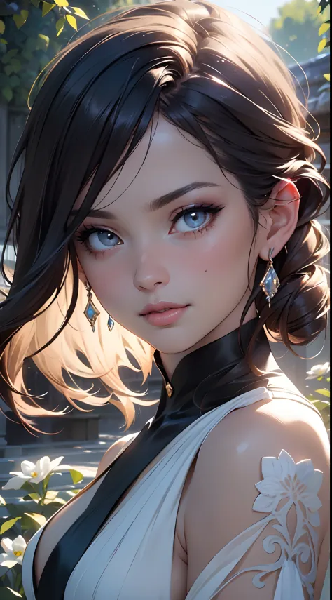 AI beauty,best quality,4k,8k,highres,masterpiece:1.2,ultra-detailed,(realistic,photorealistic,photo-realistic:1.37),portraits,vivid colors,soft lighting,beautiful detailed eyes,beautiful detailed lips,glossy skin,gentle smile,perfectly styled hair,graceful...