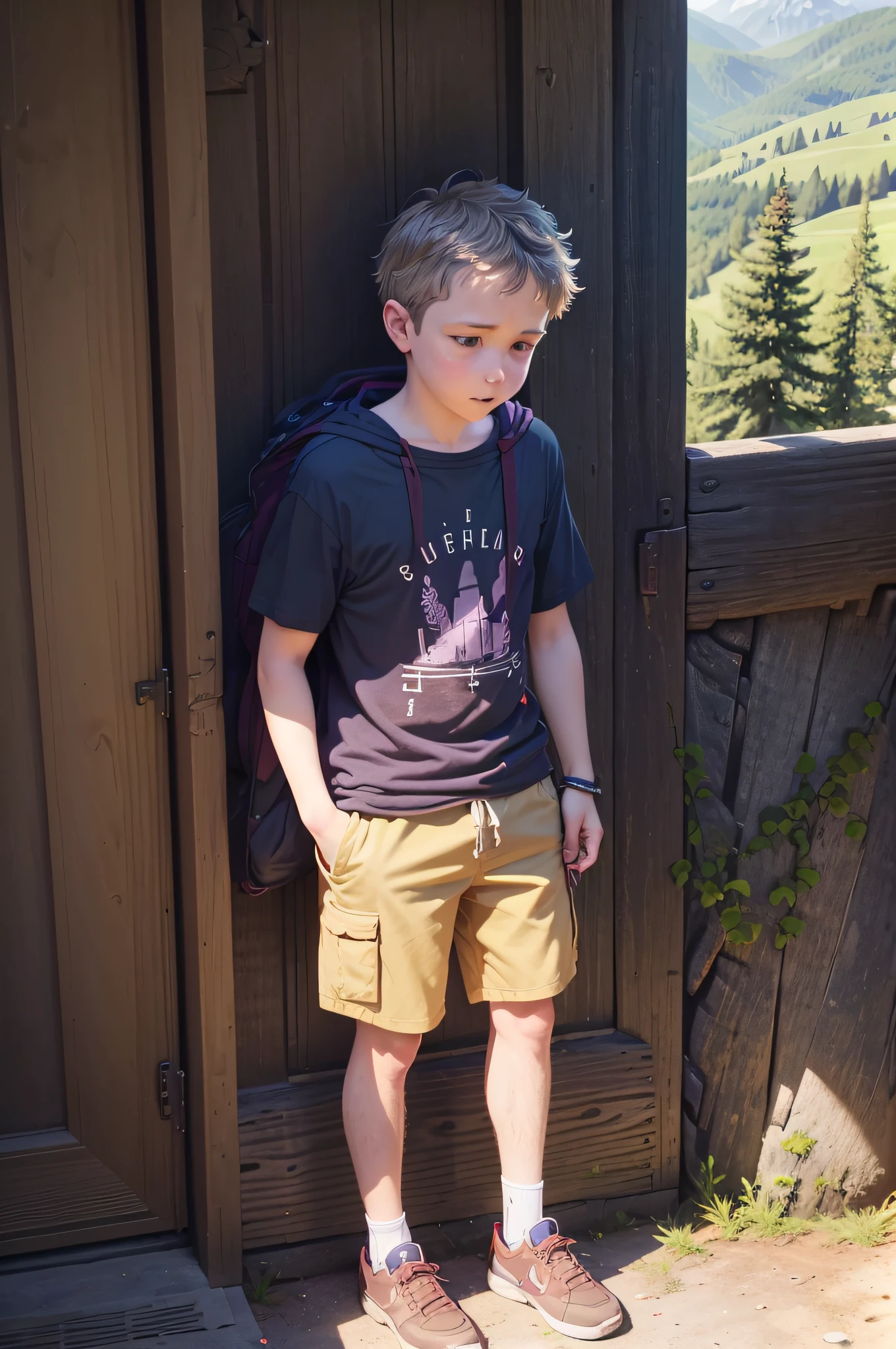 Prompt 3:
NathanLeserman, on the steps of a traditional Swiss school in the Alps, ties his shoelaces. The wooden building, with its carved details and colorful shutters, exudes charm and warmth. His summer attire, a breathable t-shirt and cargo shorts, is perfect for the mountain climate. A purple glow effect surrounds a nearby school bell, signaling the end of a break. Children play in the yard, their laughter echoing in the valley. The scent of pine trees and wildflowers fills the air, creating a serene environment for learning. As Nathan stands up, he takes a moment to admire the panoramic views, with rolling hills, meadows, and distant peaks forming a breathtaking landscape.