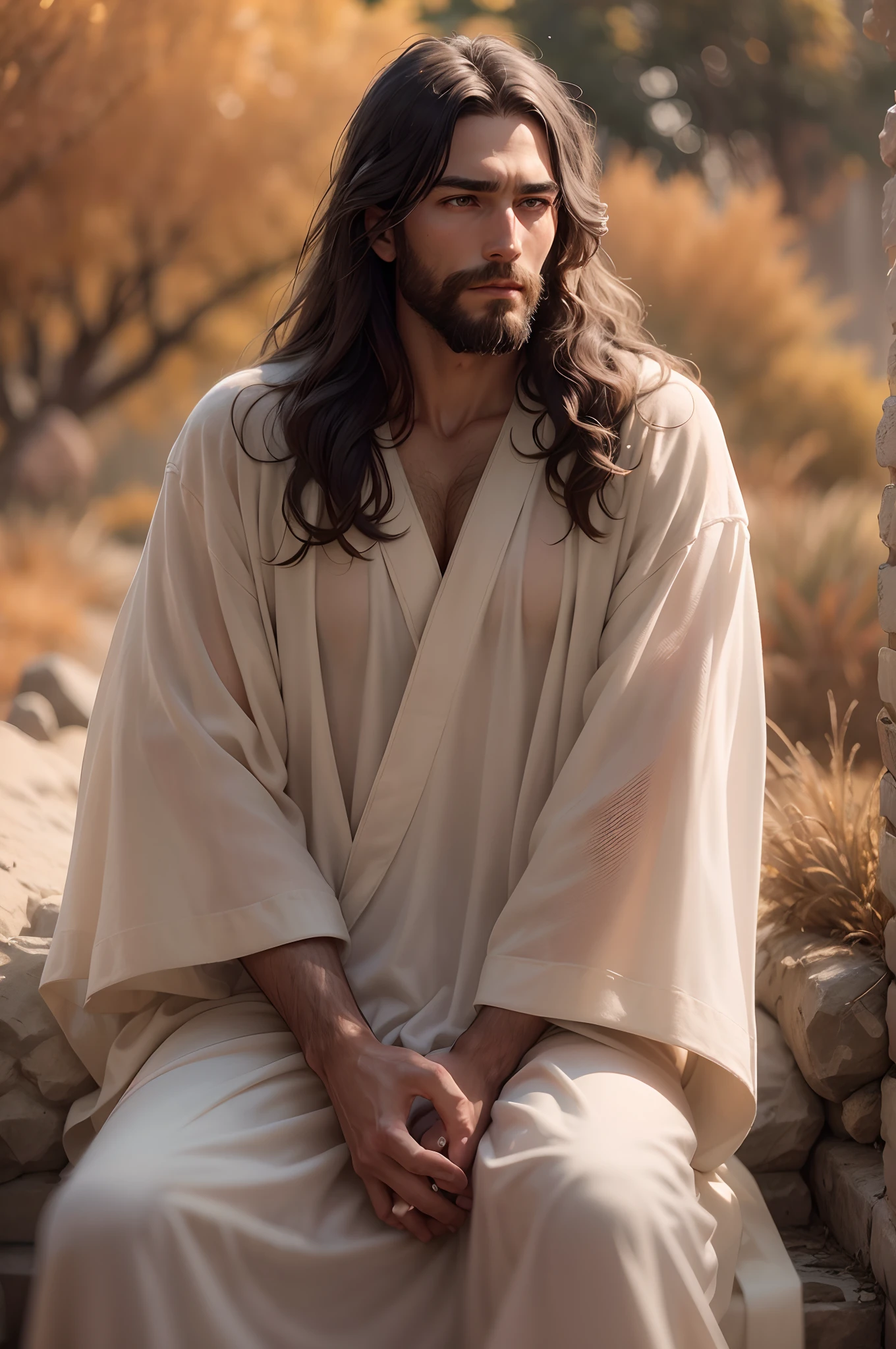 Raw Pictures of Jesus、Raw Pictures of Jesus Christ、
(symmetry)、central、((Close))Upportrait、(Jesus)、Raw photo of a very thin Caucasian man with long hair and beard、、Raw photo of a long white robe、35 mm、Natural Skin、clothes details、8K textures、8K、insane detail、intricate-detail、Ultra detailed very detailed、realisticlying、Soft Cinematic Lights、nffsw、foco nítido、((((Cinematic Look))))、Convoluted、elegent、extremely details CG、High-resolution RAW photos、High Dynamic Range RAW Photos、8K raw photos、8K resolution raw photos、 Unity 8K wallpapers、Highly detailed CG、Raw photos of masterpieces、Realistic、Photorealistic、Three-dimensional、Beautiful and detailed、Depth、fine-textured、Glossy、Fully Focused、Crisp、realisticlying、