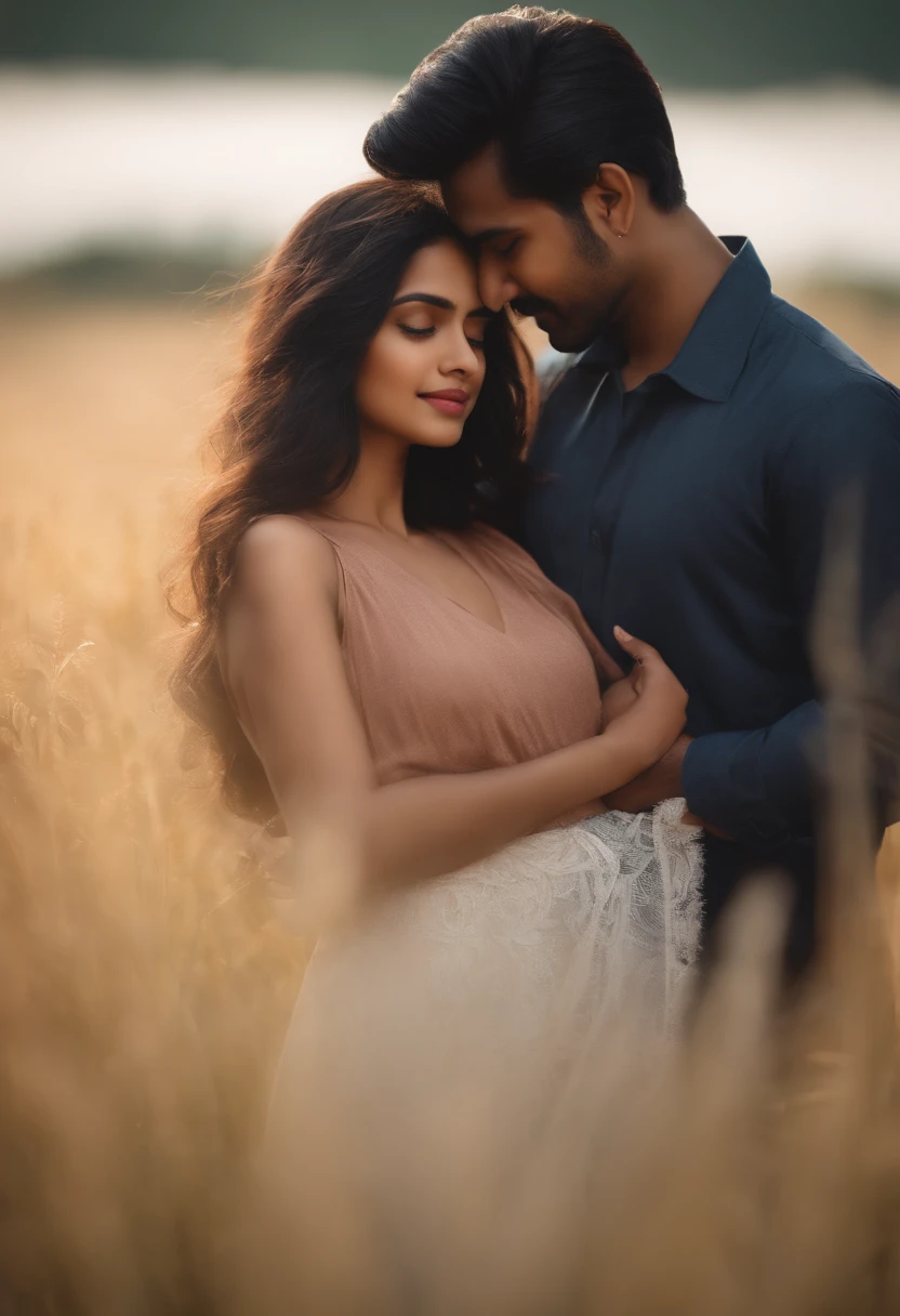 Couple cuddles in beautiful pose, girl holds a valentine behind the guy's  back Stock Photo - Alamy