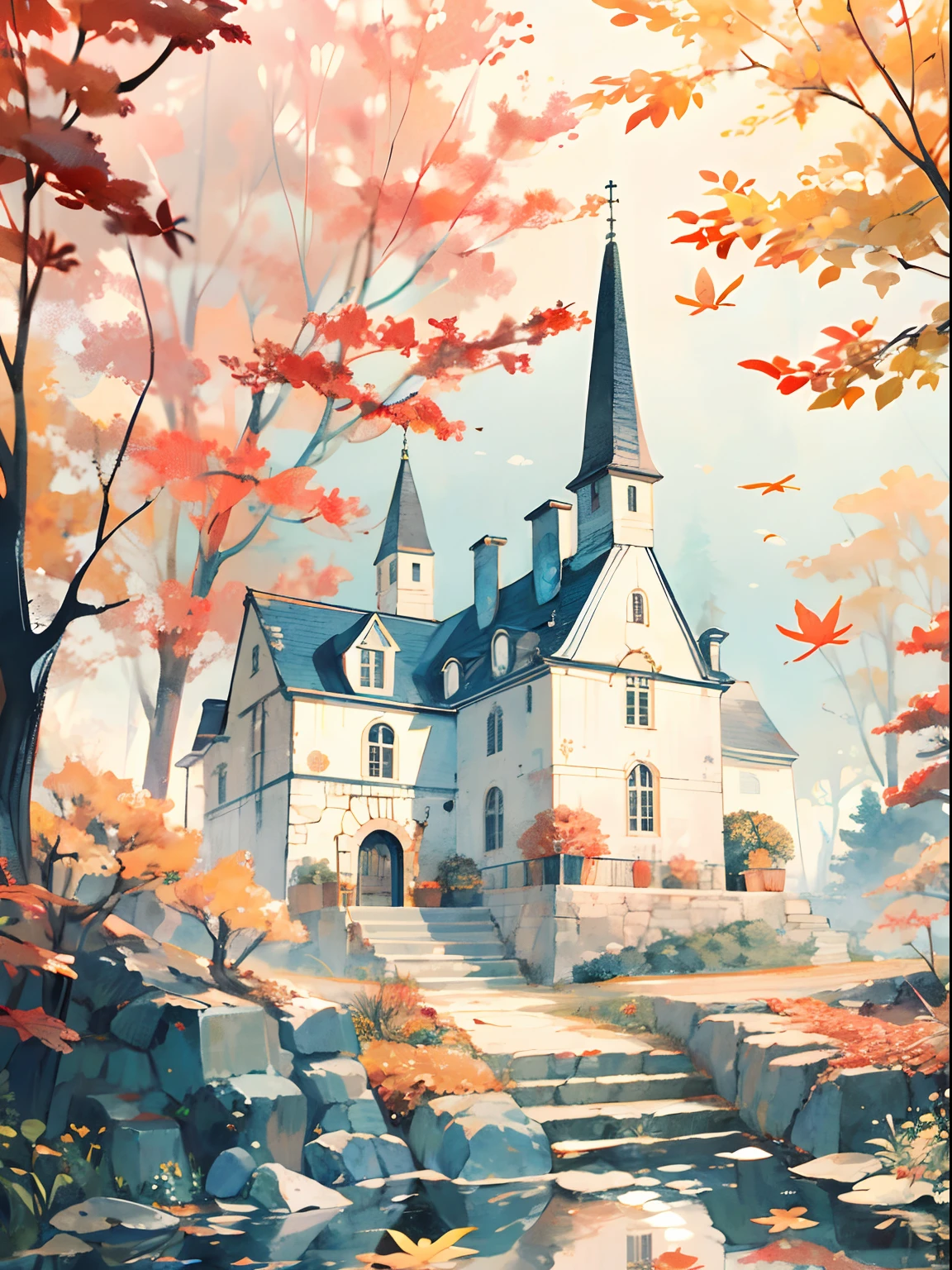 (((masterpiece))),best quality, whitetown, autumn scenery