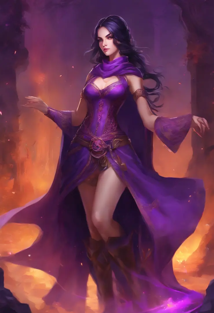pinup, beautiful woman, half-elf, (((black hair))), (((purple eyes))) -  SeaArt AI