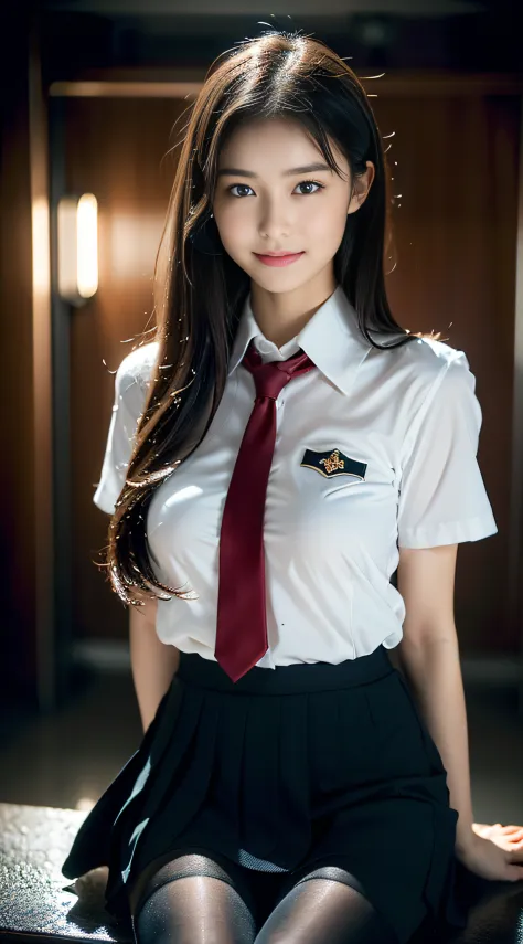 (((32ｋ,high detal,high-detail、​masterpiece,Attention to detail,full body Esbian,独奏))),Raw photo & realistic atmosphere,beautiful dark blue eyes,Detailed mouth,Glossy lips,Detailed eyebrows,Eyes drawn in detail with soft white skin that shines in every detail、azure eyes,Very beautiful eyes,Detailed lips、Very beautiful face,Very well-formed face、Lifelike face,shiny beautiful lips, Realistic Young Gravure Idol, very beautiful school girl, , Young Sensual Gravure Idol, Young Gravure Idol, Beautiful and cute mature１6 year old schoolgirl,the whole body is wet,dripped out,with a flushed face,Incredibly beautiful, sexy and classy１6-year-old girl,semi-long brown shiny hair,Hair is wet,Dripping water,dripping,(Looking at the camera：1.4）,（darkness,Very dark,Use a flashlight to illuminate a subject in a pitch-black classroom with no light：1.7）,（A sexy,Healthy toned body,High Detail Hi-Vision Hi-Vision Japan HDTVblackHDTVhi-VisionBlack Hi-VisionBlack Hi-Definition Hi-VisionBlack Hi-Definition Hi-Definition Uniform,medium shapely breasts,,Mature body, I'm anxious and about to cry,Moist eyes,cold smile,glareing,The glaring face is also beautiful,High-resolution arm,,high-definition fingers,：1.5）,（The chest of the uniform is open,Sitting upright in black and red classy high school girl uniform wearing black pantyhose and sexy legs and lifting skirt in shame：1.7）