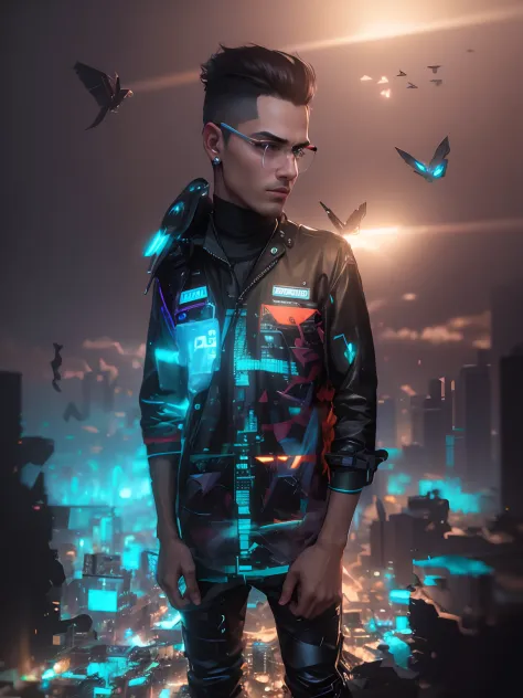 Change background cyberpunk handsome boy realistic face 8k ultra