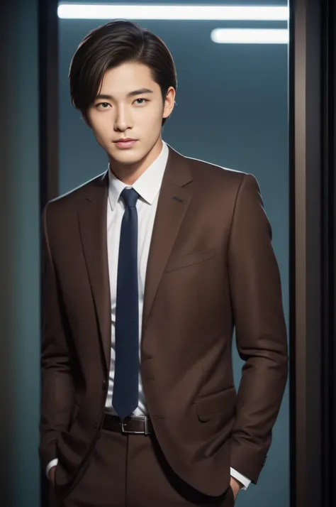 Brown suit、 20-year-old refreshingly handsome new employee、 （Super cool ...