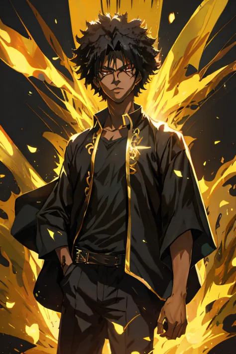 personagem de anime com um cabelo preto e uma capa em, badass anime 8 k, arte chave do anime, cara bonito na arte demon slayer, ...