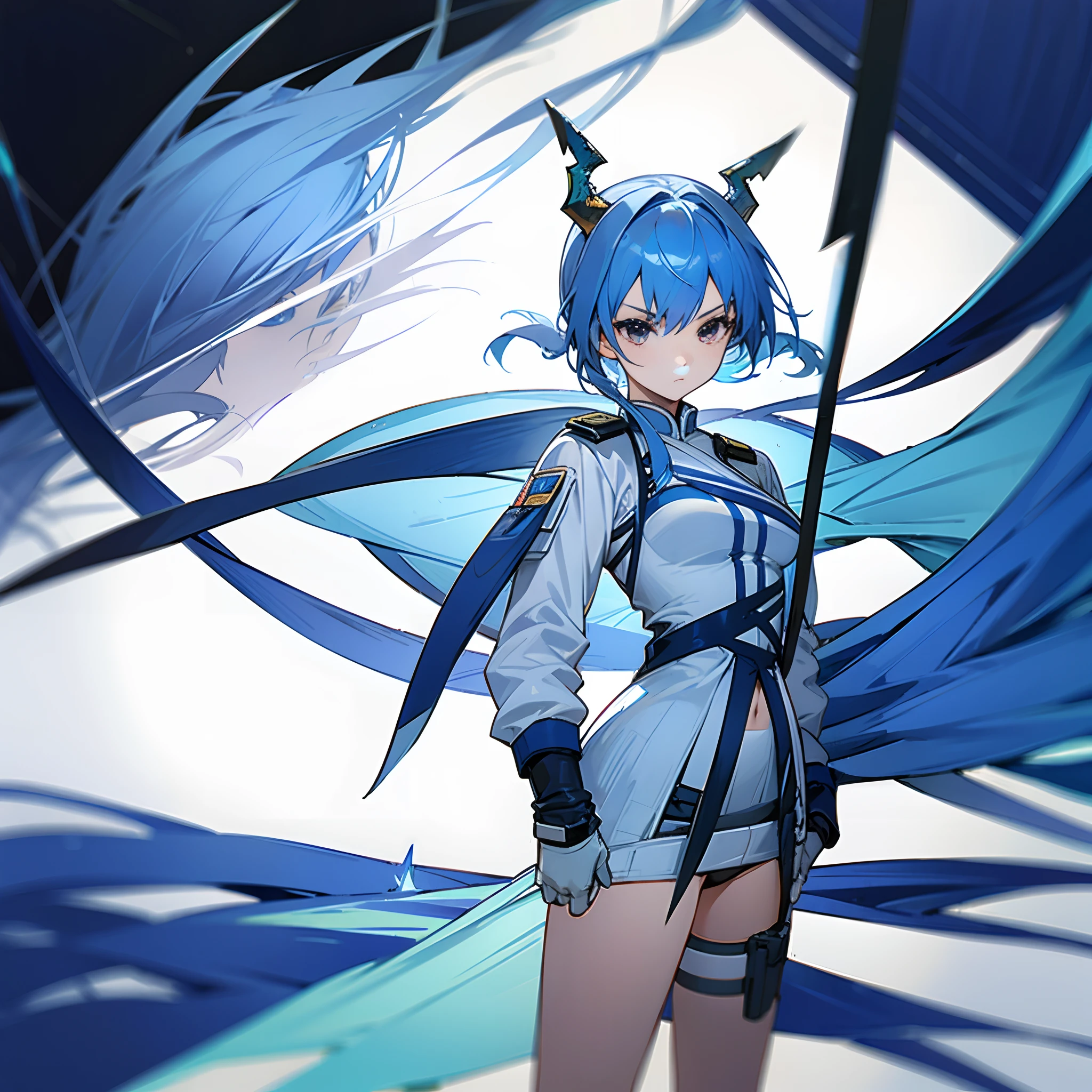 blue hairs，White combat uniform，k hd