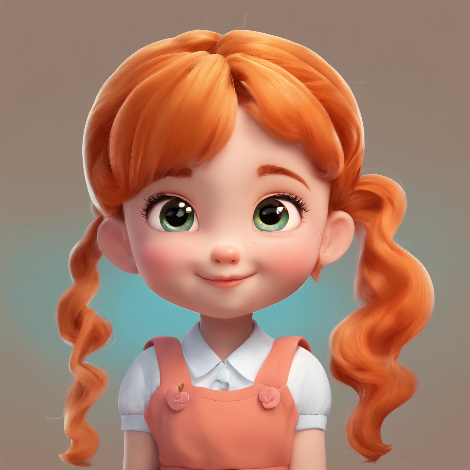 There is one with a ponytail， with orange hair, lovely digital painting