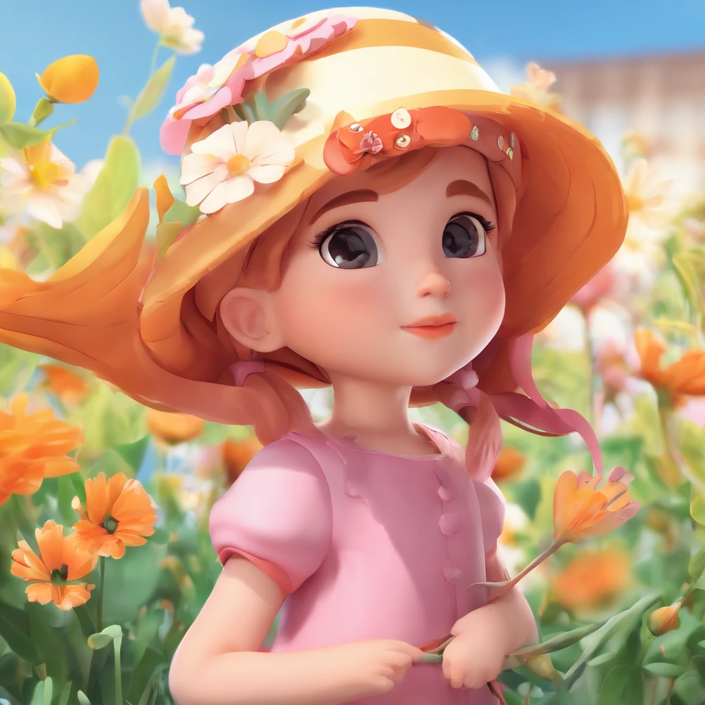 A close up of a cartoon girl in a hat and dress - SeaArt AI