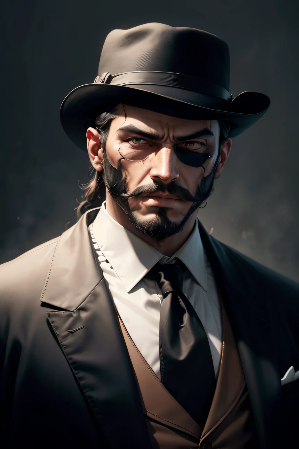 Arafed man with a mustache and a top hat in a suit - SeaArt AI