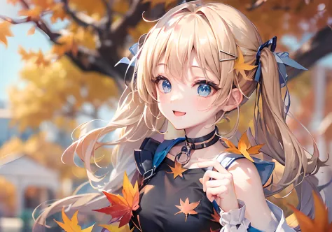 absurderes, ultra-detailliert,bright colour, extremely beautiful detailed anime face and eyes, 25 years old,(blue sky in autumn:...