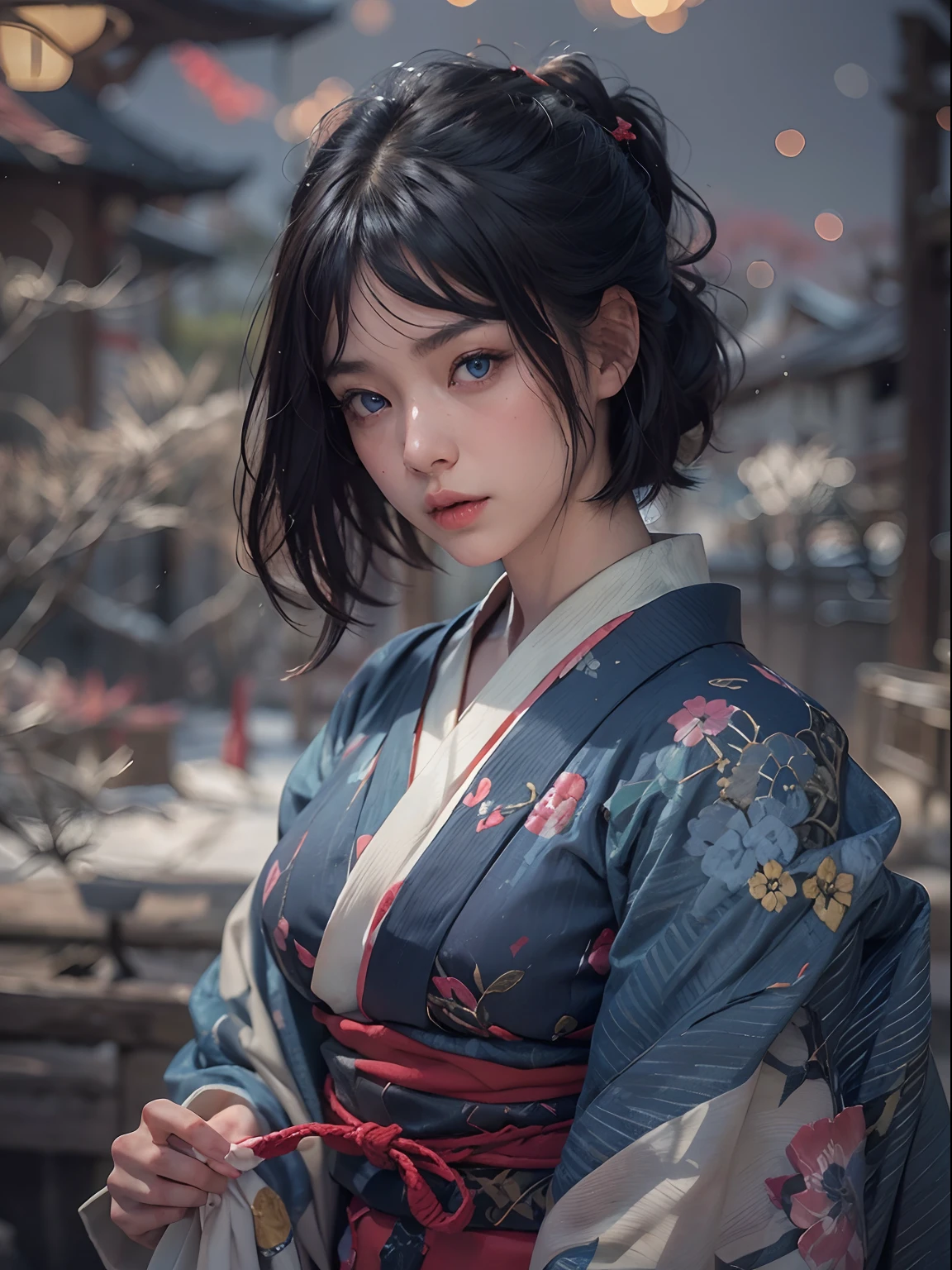 nsfw, 1girl, , (masterpiece: 1.4), (8K, realistic, raw photo, best quality: 1.4), skirtlift, strip naked, ninja, nipple areola shape clear, beautiful breasts, Japanese girl, beautiful cute face, (real face: 1.4), perfect , beautiful hairstyle, realistic blue eyes, beautiful detail eyes, (real skin: 1.3), beautiful skin, attractive, ultra high resolution, ultra realistic, cinematic lighting, black colored hair, short hair, ancient Japan, ninja uniform, japanese shrine