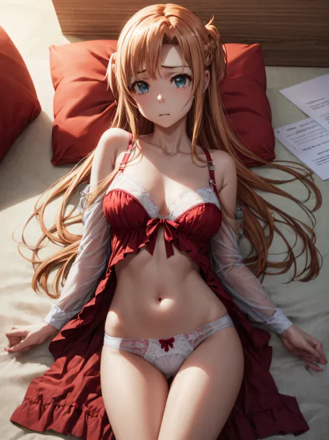 8K Image Photos、front-facing view、photographed、best pictures,​masterpiece、[3D images:1.25],kawaii、Asuna、rialistic photo、 charming figure,super precision、[[White underwear]]、[[Attractive eyes,A detailed eye、Colorful eyes、radiant eyes:1.25]]、long hair weepin...