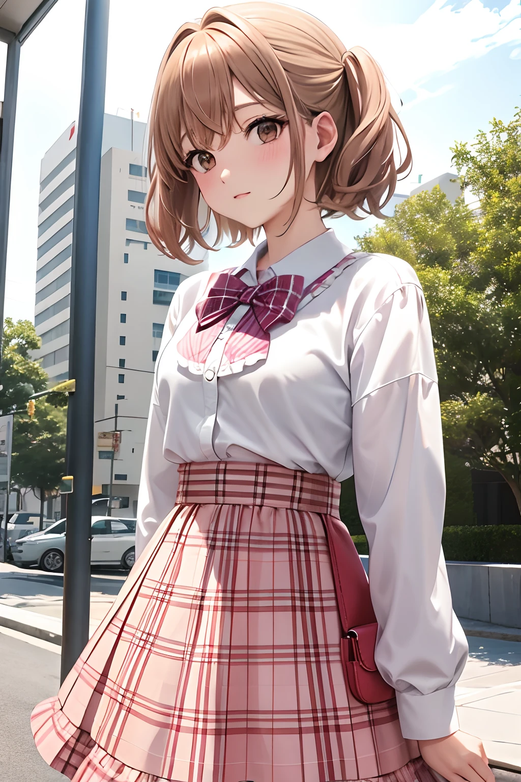 Anime girl in a school uniform posing for a picture - SeaArt AI