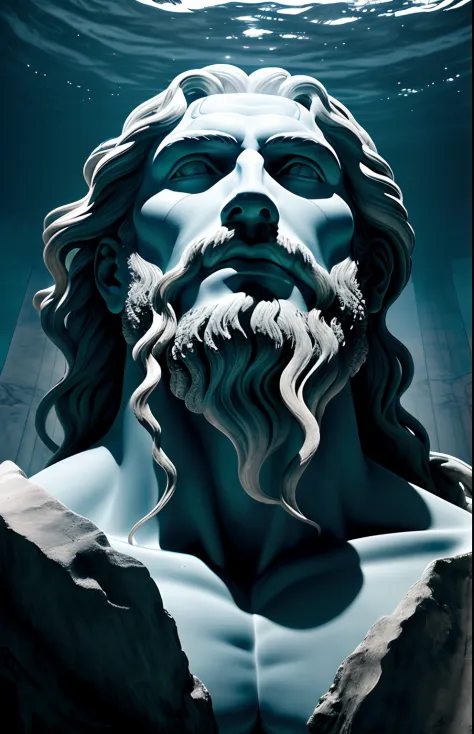 a magnificent and imposing vision of Poseidon, God of the seas in Greek mythology, Greek mythology, Historia de Grecia, Fabulous...