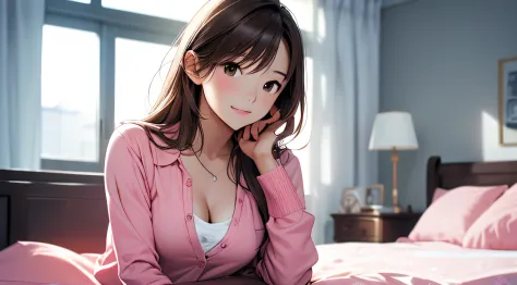 （A Certain Science Railgun、Seo Yeon Joo）、Brown skin、pink mini long sleeve shirt、（Medium hair in pink color）、Young、Cute、a beautif...