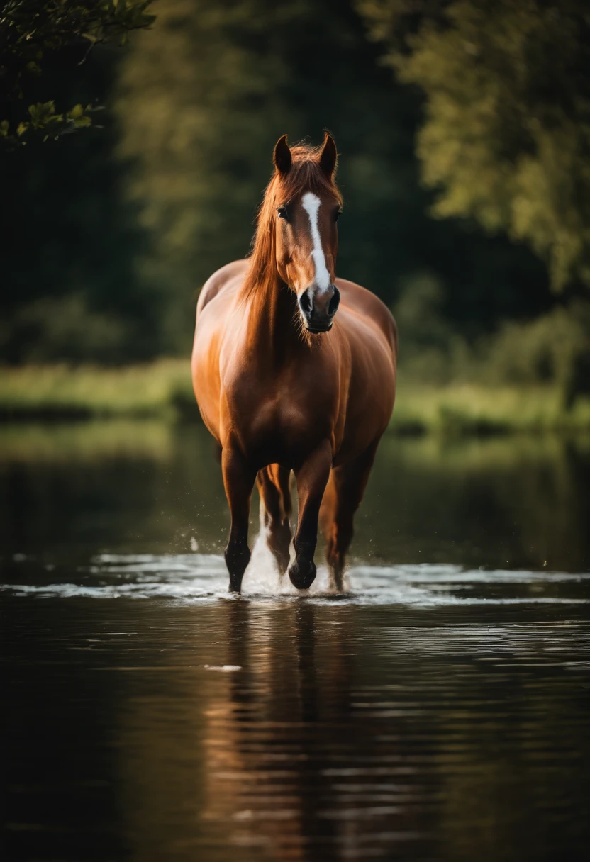 Wasserpferd bei Sonnenuntergang