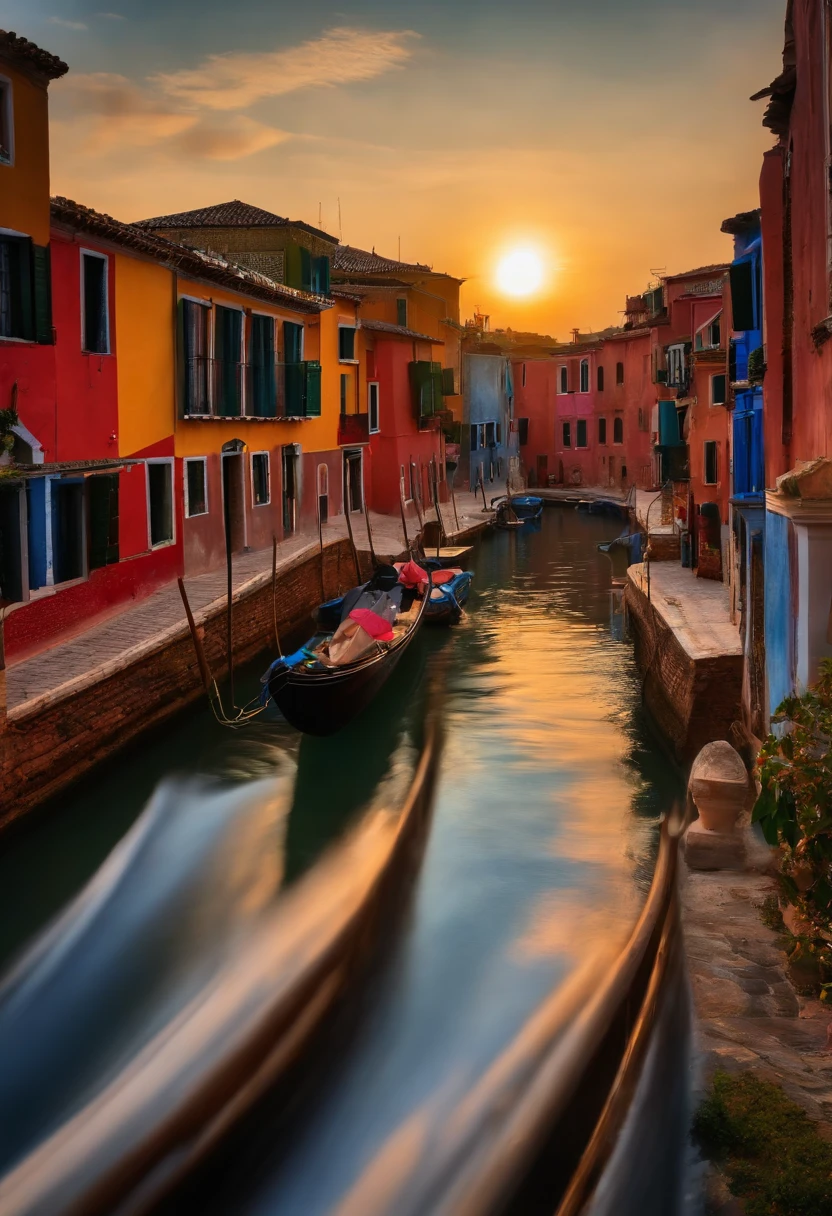 Boats are parked on the side of a canal in a small town - SeaArt AI