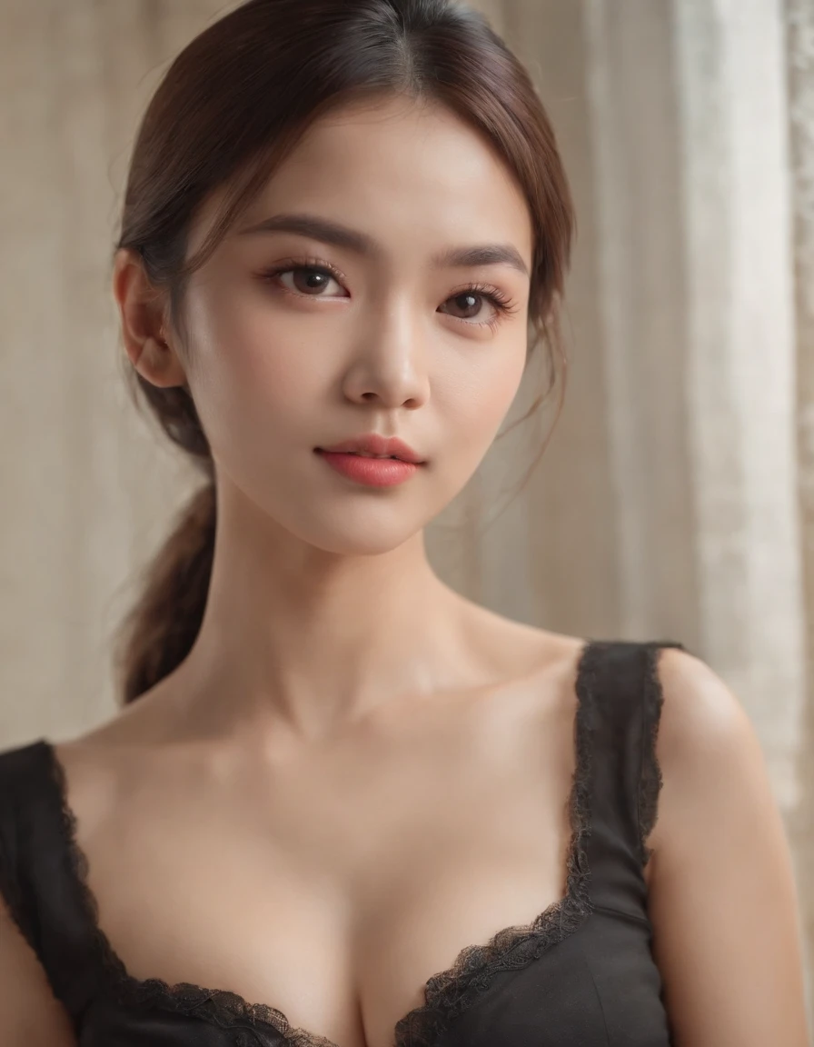 ((Best quality, 8k, Masterpiece :1.3)), 1girl, side shot :1.2, beautiful burmese woman with slender abs: 1.3, (casual hairstyle, big breasts: 1.2), bikini, indoor, super detailed face, detailed eyes, double eyelids, whole body