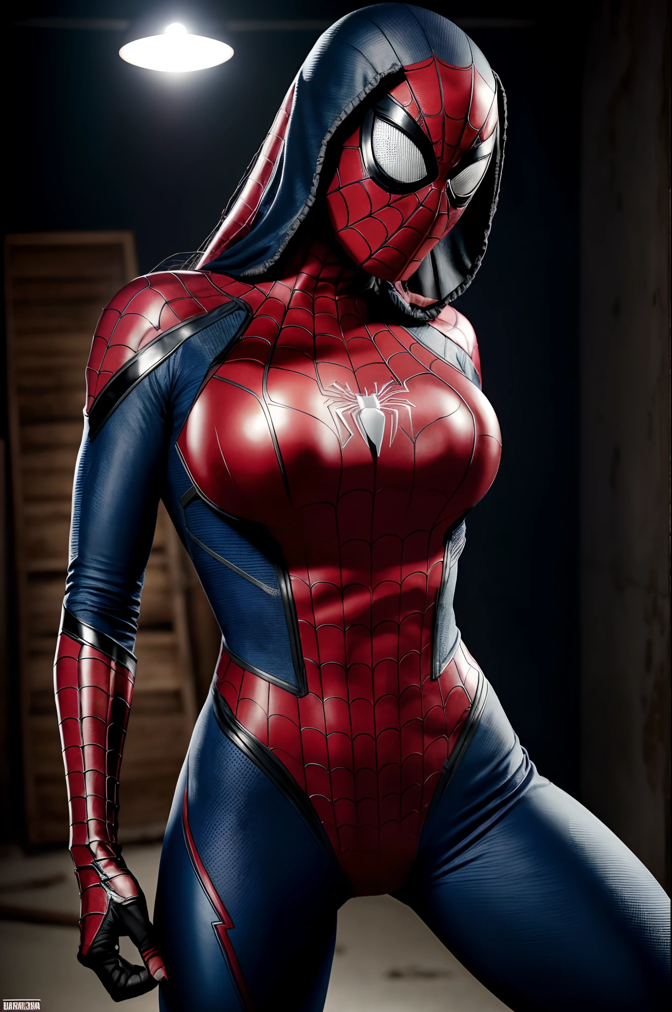 A woman in a spider - man suit poses for a picture - SeaArt AI