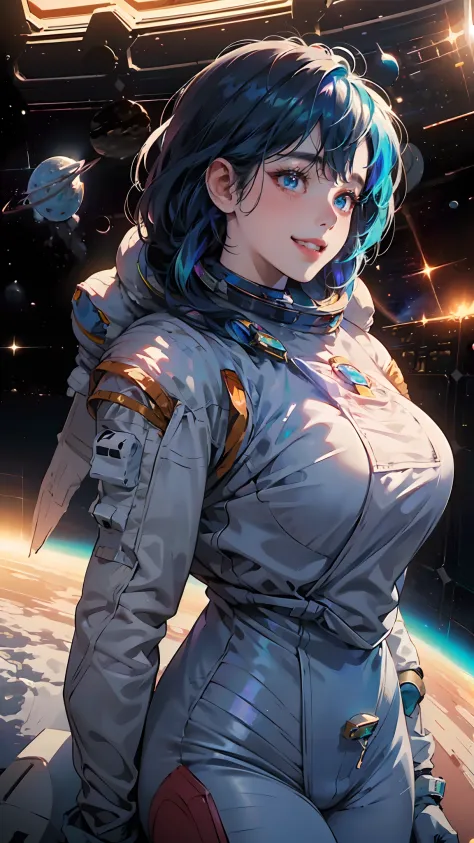 (Innovative spacesuit design)、Create ultra-detailed and futuristic images of beauty astronauts,(Ultra-futuristic design spacesuit) 、(((((Colossal tits)))))、26 year old、(((A slender)))、Earth Eye、((((((Photorealsitic)))))、high-level image quality、Raw photo、8...