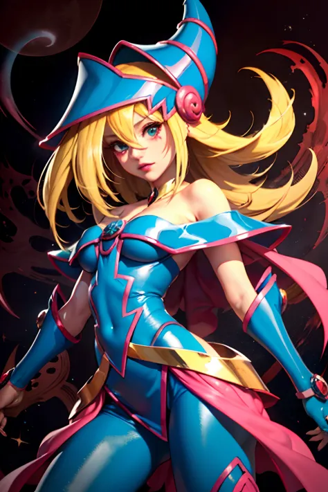 hermosa dark magician girl (obra maestra: 1.2, la mejor calidad), (1 loli, solamente), grandes senos, (dynamic posture), (piel b...