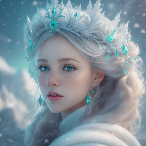 (Best quality,8K,Masterpiece:1.2),Ultra-detailed,Realistic:1.37,Portrait,20 year old girl in winter wonderland,Porcelain skin No...