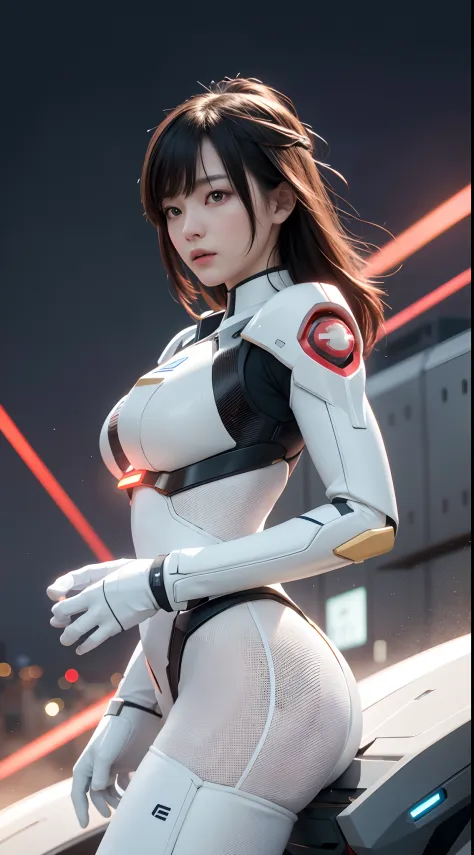 Gundam Mech , Feminine body line，Light equipment，Delicate structure，Science fiction, Front view, Sense of technology, C4D, OC Re...