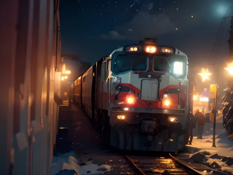 Change weather in night and glow headlight of train and upgrade graphics and stars on sky