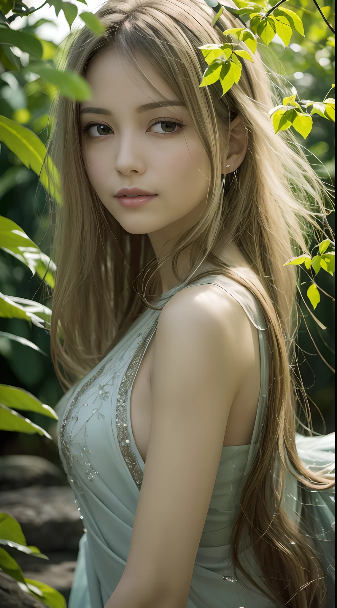 (Best quality,4K,A high resolution,Ultra-detailed,Realistic:1.37),Vivid colors,Sunlight,llight rays,bergamot,white blossoms,Beautiful girl,Exquisite features,Flowing hair,Serene expression,Garden setting,Elaborate dress,Soft sunlight,Gentle breeze,Cheerful ambiance,Backlit scene,a hint of smile,ethereal glowing,Morning freshness,Long shadows,harmony of nature,subtle reflections,Natural beauty,Twinkling dewdrops,Clear detail,serenity and calm,Sublime ingredients,Arrive at the branch,whispering leaves,Aromatherapy petals,with light glowing,Sparkling highlights,Subtle shadows,Soft focus,Sublime beauty,Whisper natural,Fantastical Atmosphere,Illuminated background.