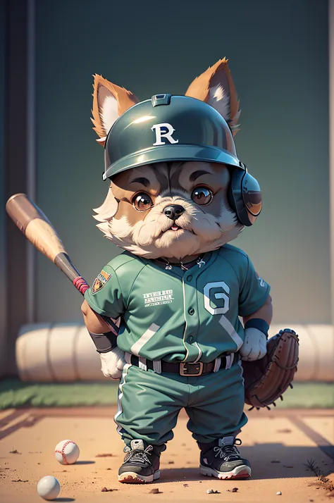 C4tt4stic, Scene where the ball hits the bat、Baseball player cartoon miniature schnauzer dog wearing helmet in uniform（Details of the appearance of the Miniature Schnauzer）