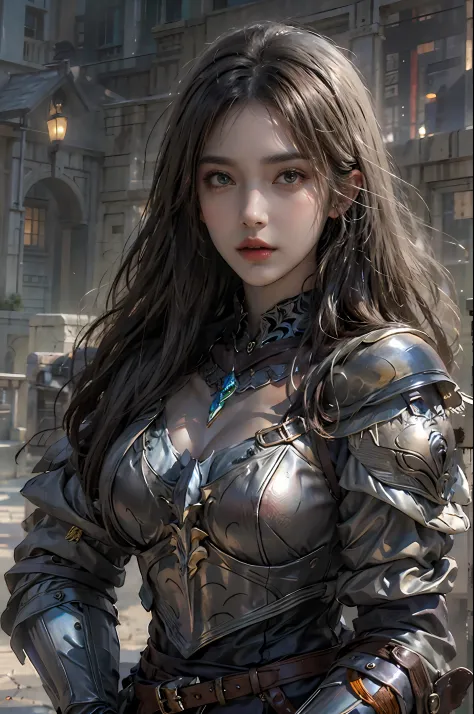photorealistic, high resolution, 1 girl, hips up, long hair, beautiful eyes, normal breast, dark souls style, knight armor