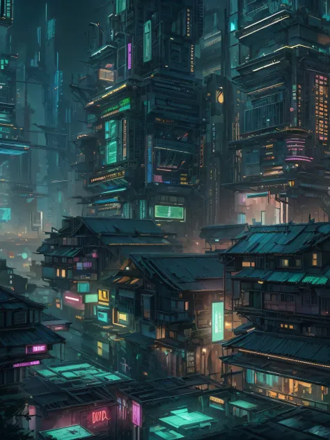 cyberpunk city in the style of unfz3n at night