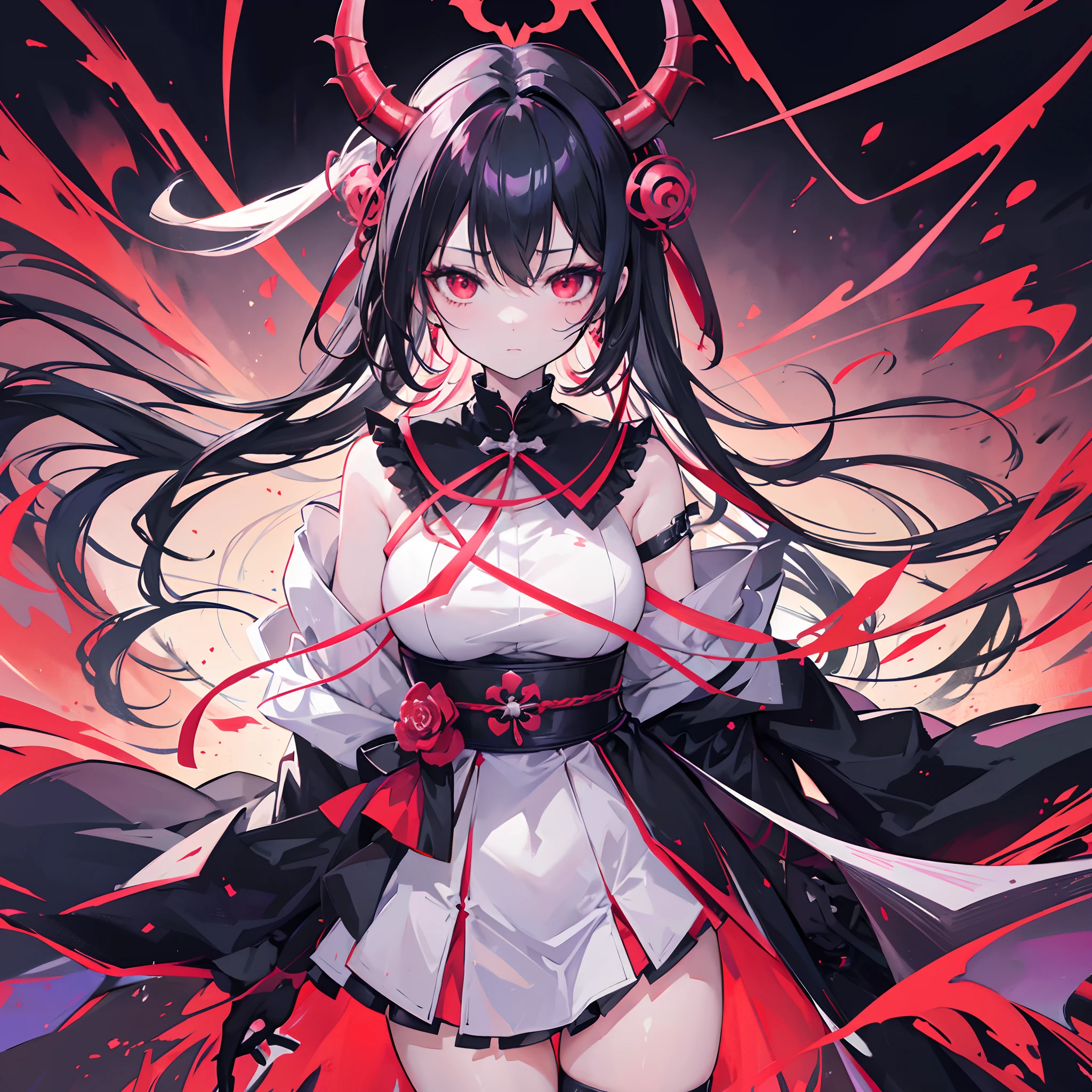 Anime girl with horns and horns in her hair - SeaArt AI