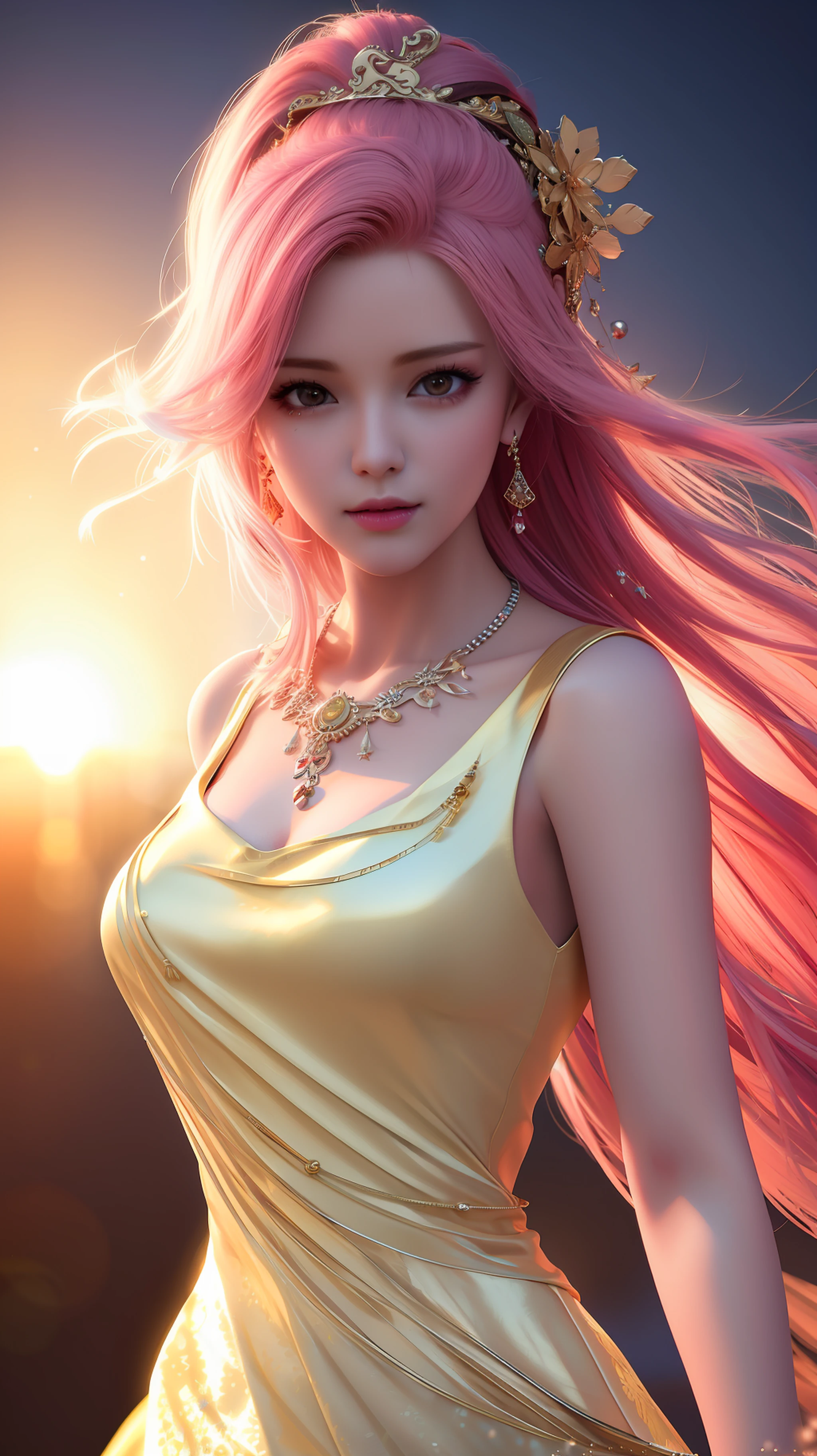 best quality, masterpiece, highres, 1girl,china dress,hair ornament,necklace, jewelry,Beautiful face,upon_body, tyndall effect,photorealistic, dark studio, rim lighting, two tone lighting,(high detailed skin:1.2), 8k uhd, dslr, soft lighting, high quality, volumetric lighting, candid, Photograph, high resolution, 4k, 8k, Bokeh, pink hair, nude,