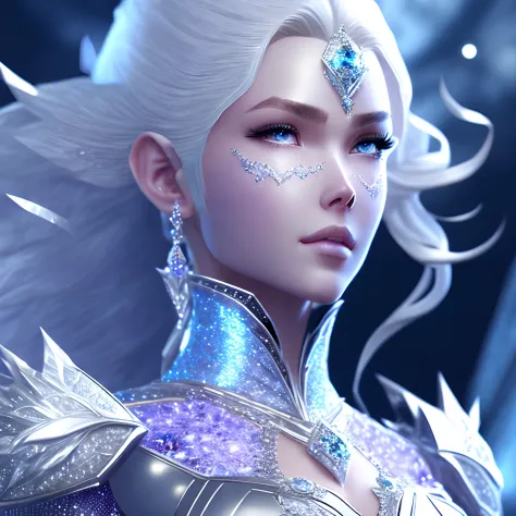 Close-up ( Diamond Princess from the Marvel Gothic style: 1.3) Step out of the precious crystal world, Extremely detailed, Ice s...