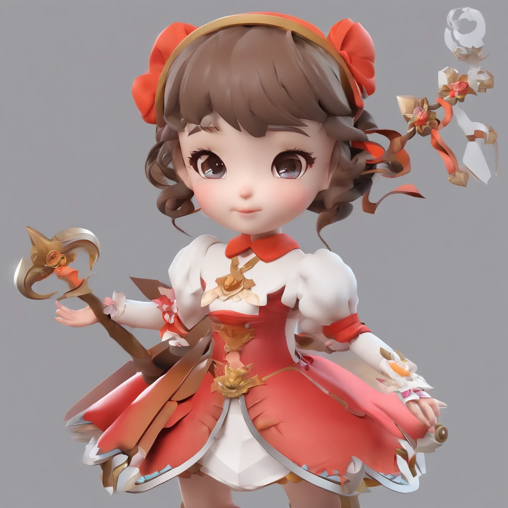 A close up of a doll with a sword and a dress - SeaArt AI