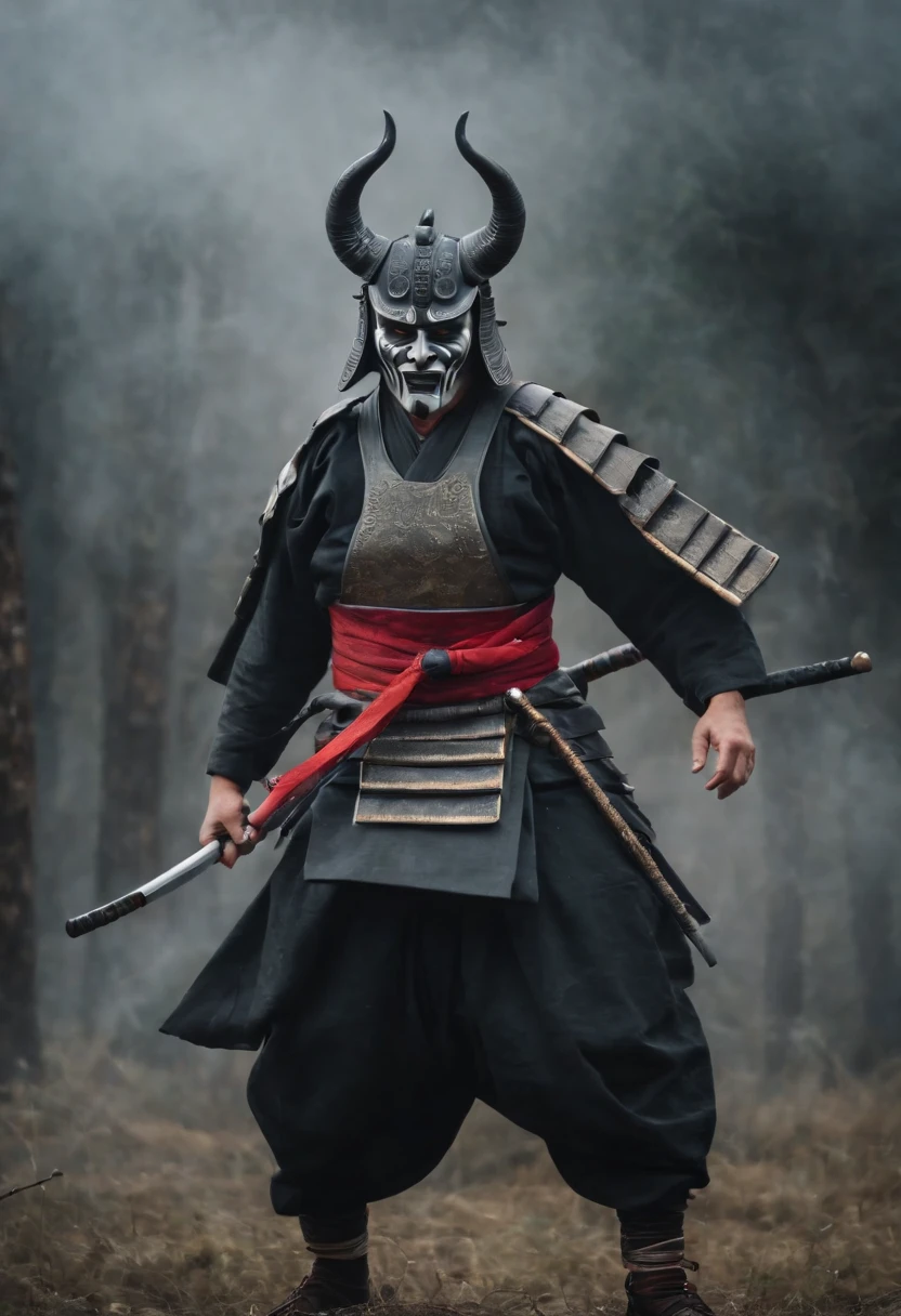 （Oni samurai），（Wearing a demon mask），Solo，Full body like，（Armed with a ...