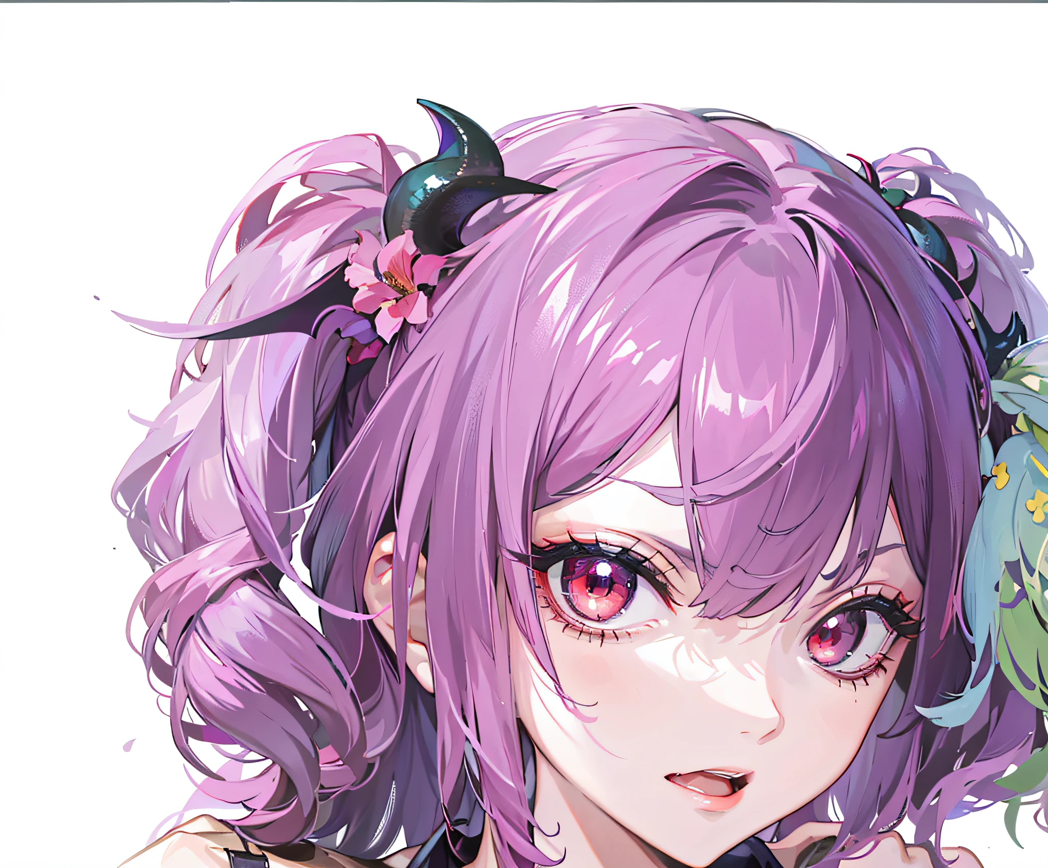 Anime girl with purple hair and a flower in her hair - SeaArt AI