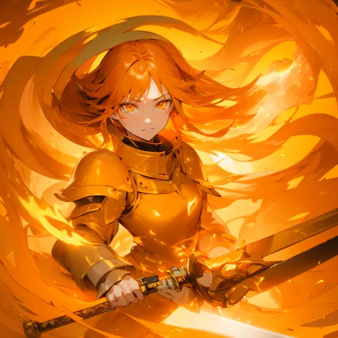 (((masutepiece))), hyperdetails, Very beautiful knight girl, (((Hold the Flaming Sword))), extra detailed face, Beautiful flame ...