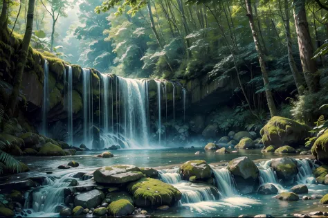 (best quality,4k,8k,highres,masterpiece:1.2),ultra-detailed,(realistic,photorealistic,photo-realistic:1.37),waterfall,surrounded...