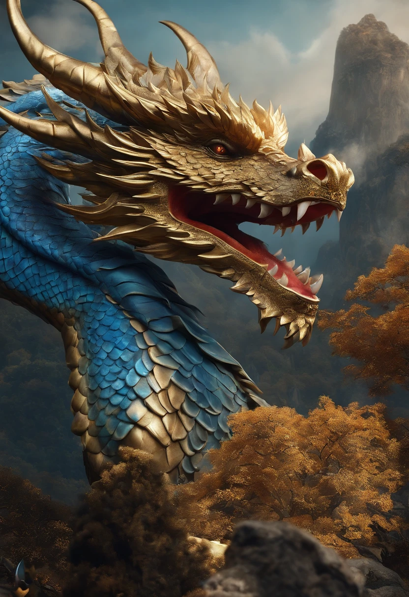 1 dragon, (ulzzang-6500:0.7), (best qualityer: 1.4), super verbose, Super sharp, (Masterpiece artwork: 1.4), high qualiy, highes definition, texturas de high qualiy, sombras de high qualiy, Beautiful Details, Very detailed CG, detailed textures, beautiful details, highly detailed CG, detailed textures, realisitic, cinematiclight, eastern dragon, blue scales, art-station, 4K, light color blue background, starlit. --auto