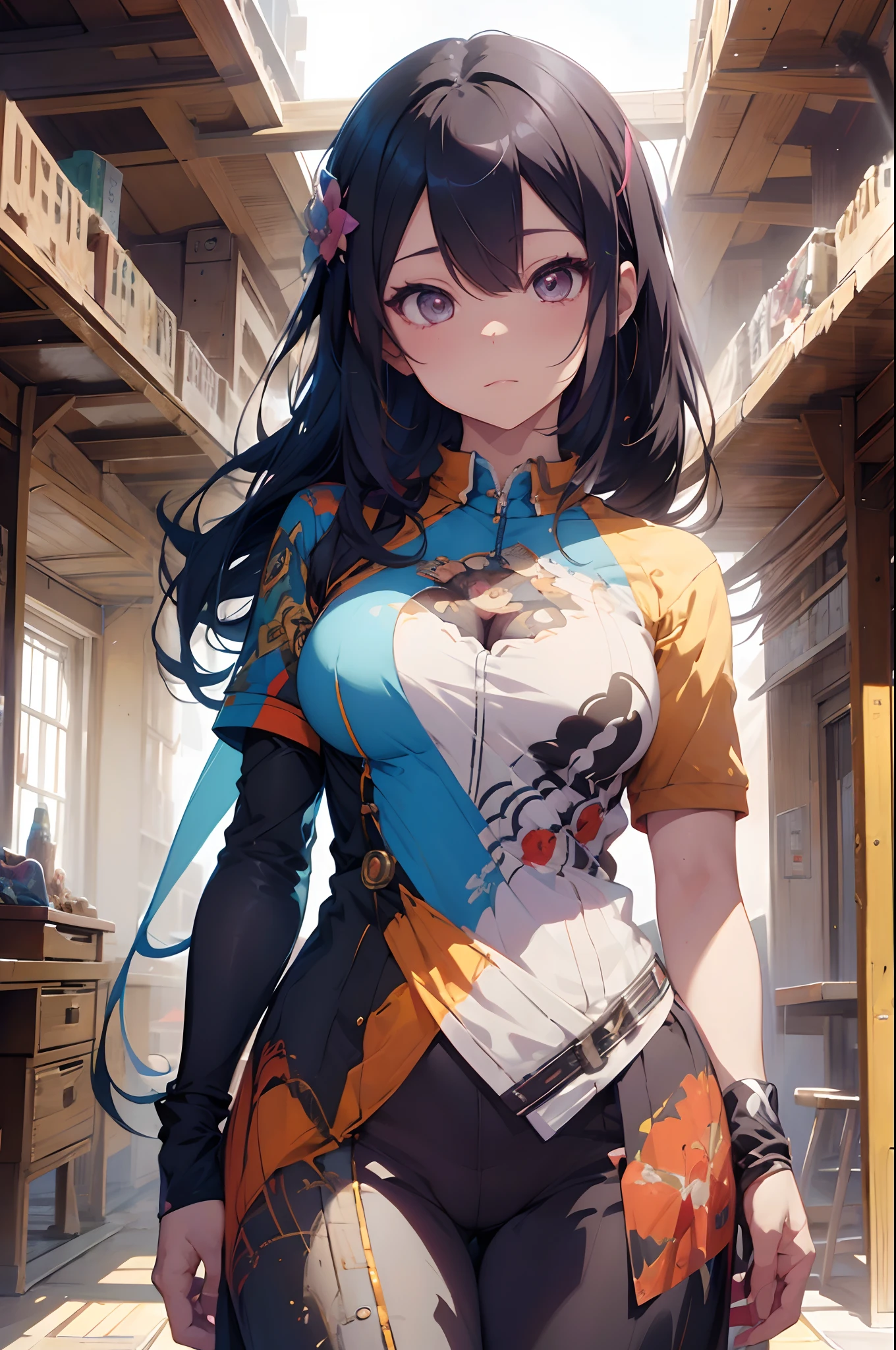 一幅五彩头发的女人的画, rossdraws 粉彩 鲜艳, 阿特杰姆和路易斯·范巴尔勒, 令人惊叹的动漫脸部肖像, 丰富多彩的数字绘画, 路易斯·范巴尔勒和罗斯图斯, rossdraws 数字绘画, 华丽的数字艺术, cgsociety 饱和色彩, 作者：ross tran, 美丽的幻想艺术肖像, 安娜·迪特曼 (Anna Dittmann) 风格