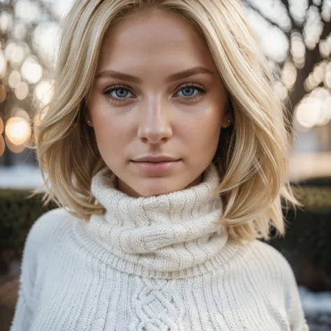 from_below (KimberlyNobodySD15:1.0) ((blonde)) modelshoot style centered portrait of beautiful woman (white wool yarn sweater:1.1) outdoors winter beautiful blue sky, (masterpiece:1.2) (photorealistic:1.1) (bokeh) (best quality) (detailed skin:1.2) (intric...
