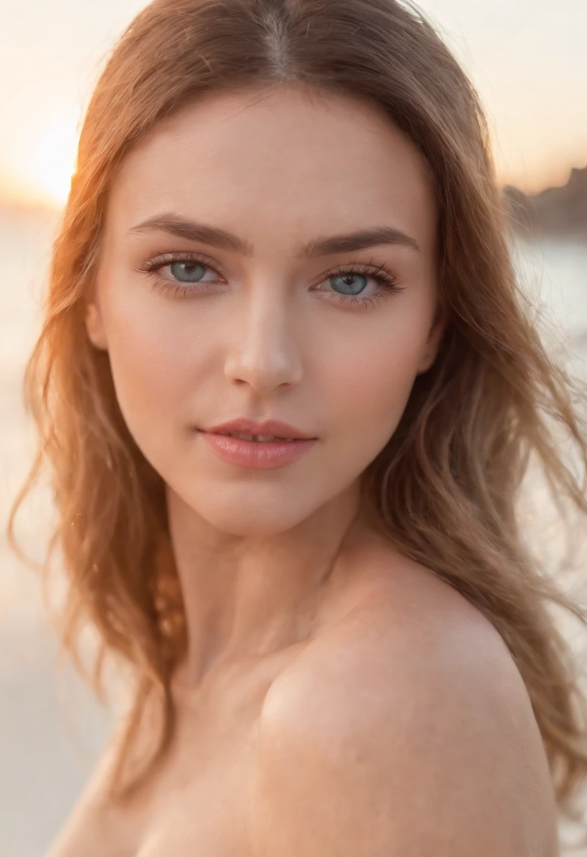 A close up of a woman with long hair on a beach - SeaArt AI