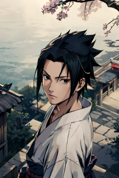 Sasuke uchiha, (Sasuke), beautiful face, masterpiece, best quality, (1 man), 25 years, mature, short hair, elegant nose, pale sk...