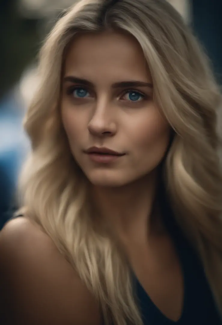 Portrait d'une fille blonde au yeux bleus