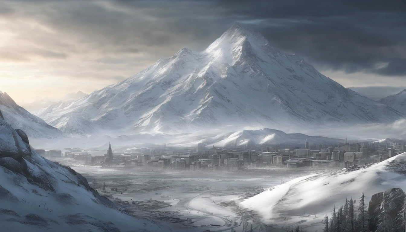 A picture taken from a video game of a snowy mountain - SeaArt AI